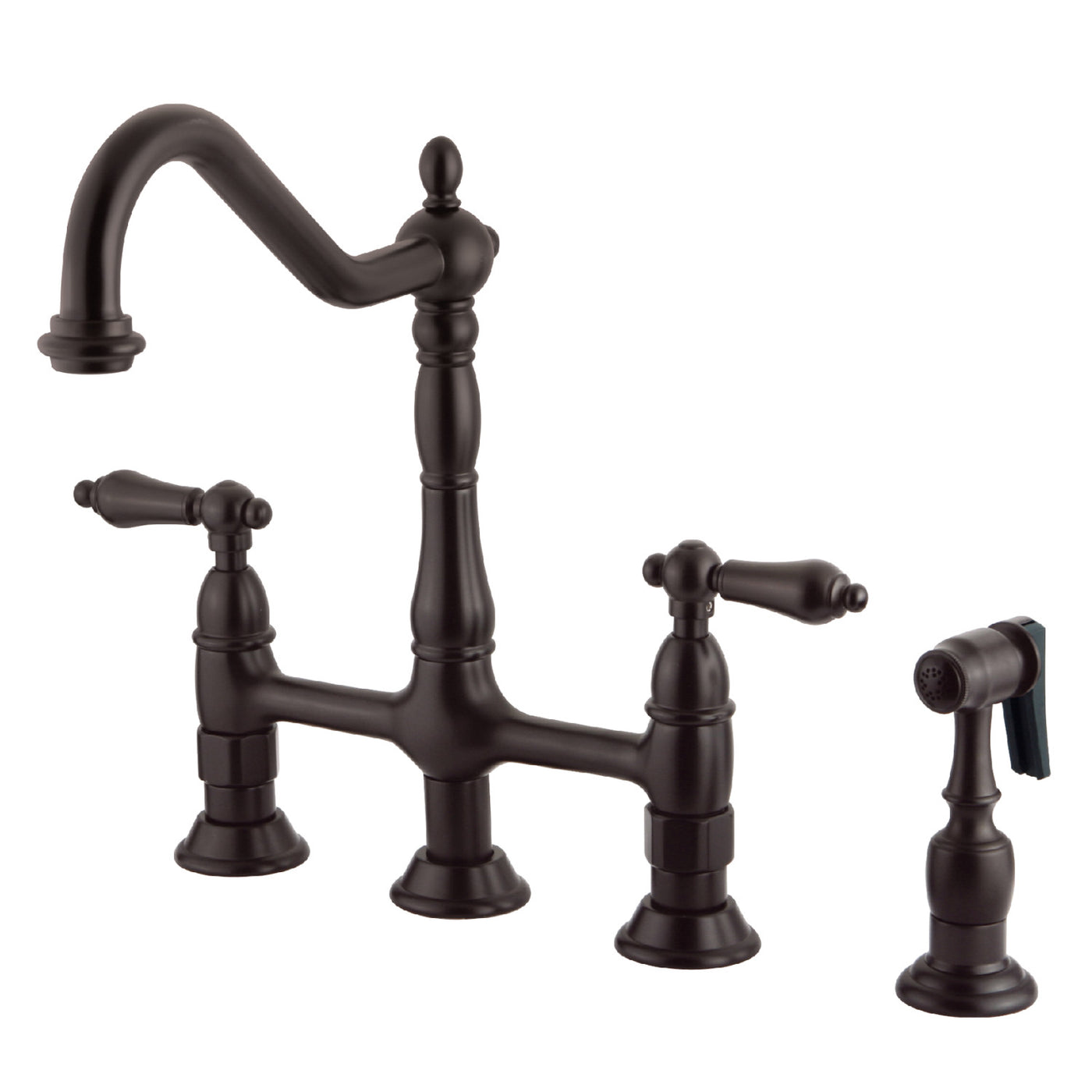 Elements of Design ES1275ALBS Bridge Kitchen Faucet with Brass Sprayer, Oil Rubbed Bronze