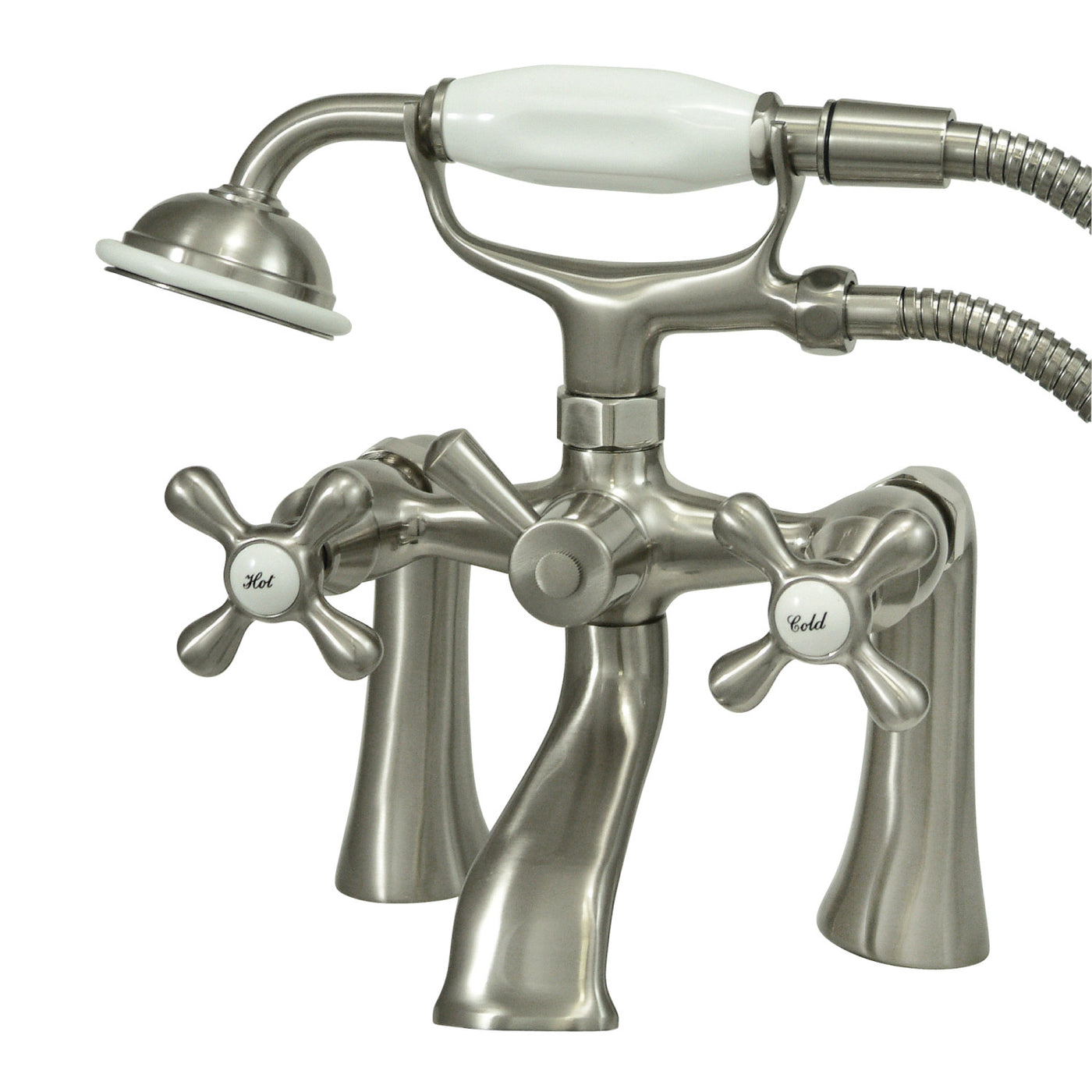 Elements of Design ES2688X Deck Mount Clawfoot Tub Faucet with Hand Shower, Brushed Nickel