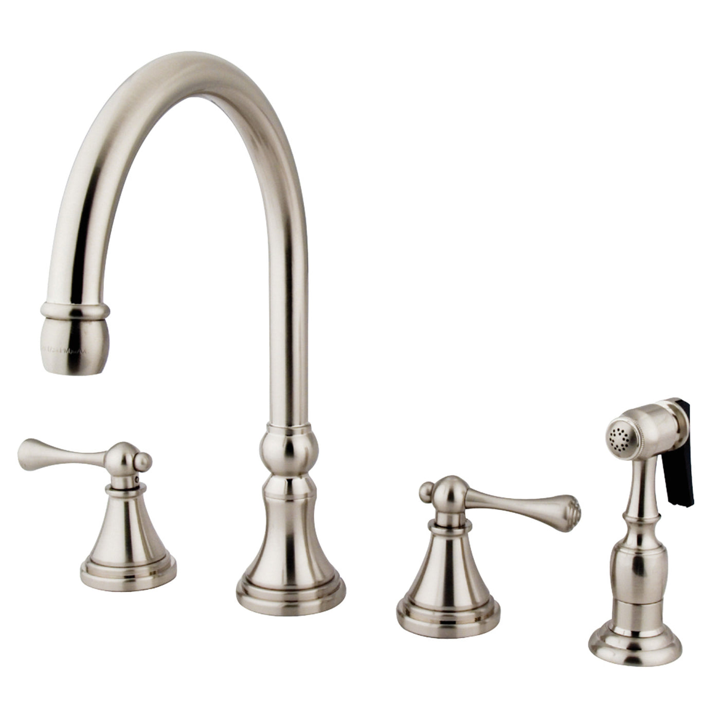 Elements of Design ES2798BLBS Widespread Kitchen Faucet with Brass Sprayer, Brushed Nickel