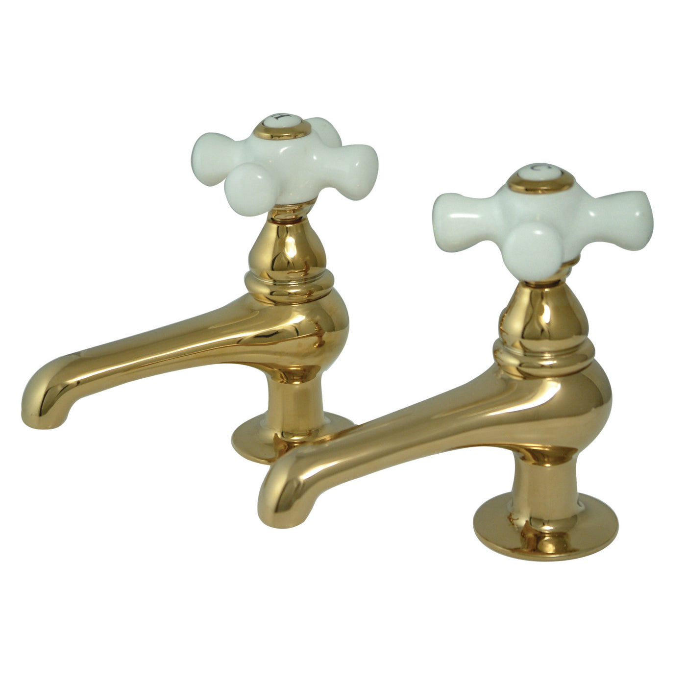 Elements of Design ES3202PX Basin Faucet with Porcelain Cross Handle, Polished Brass