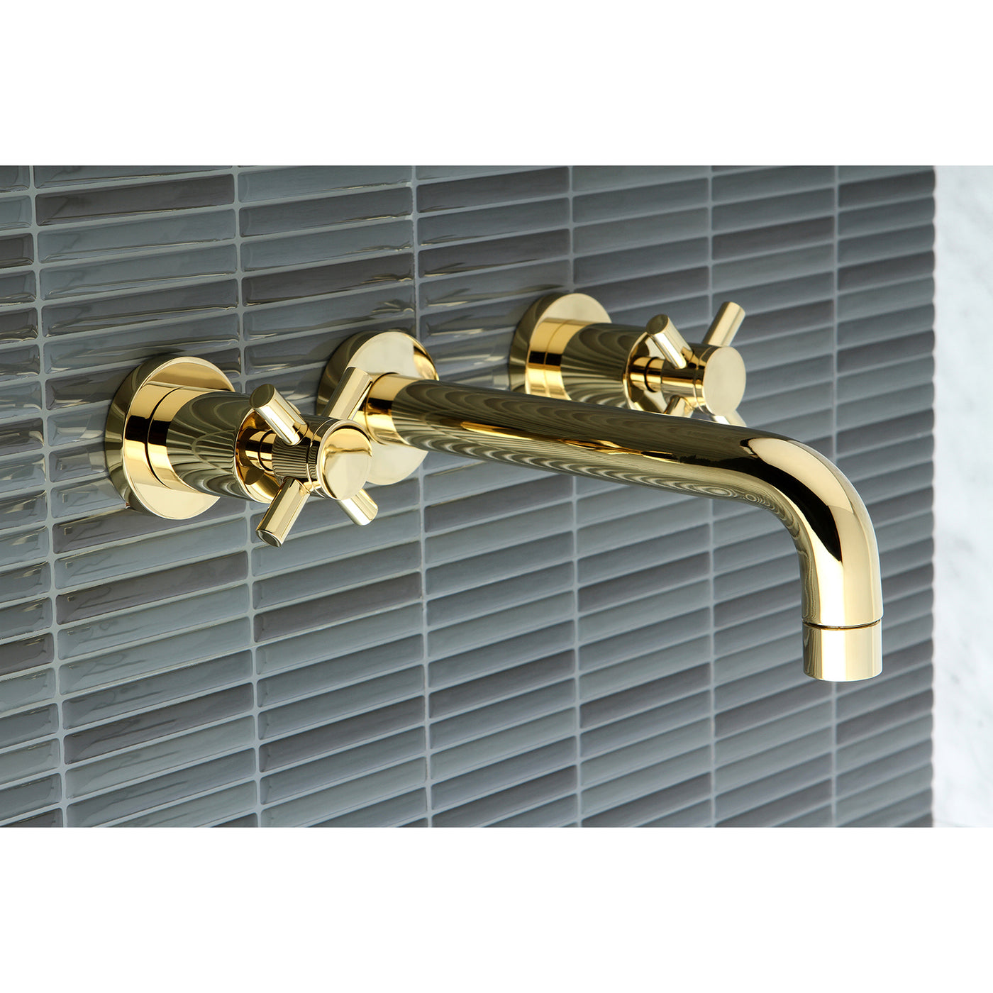 Elements of Design ES8122DX Two-Handle Wall Mount Bathroom Faucet, Polished Brass