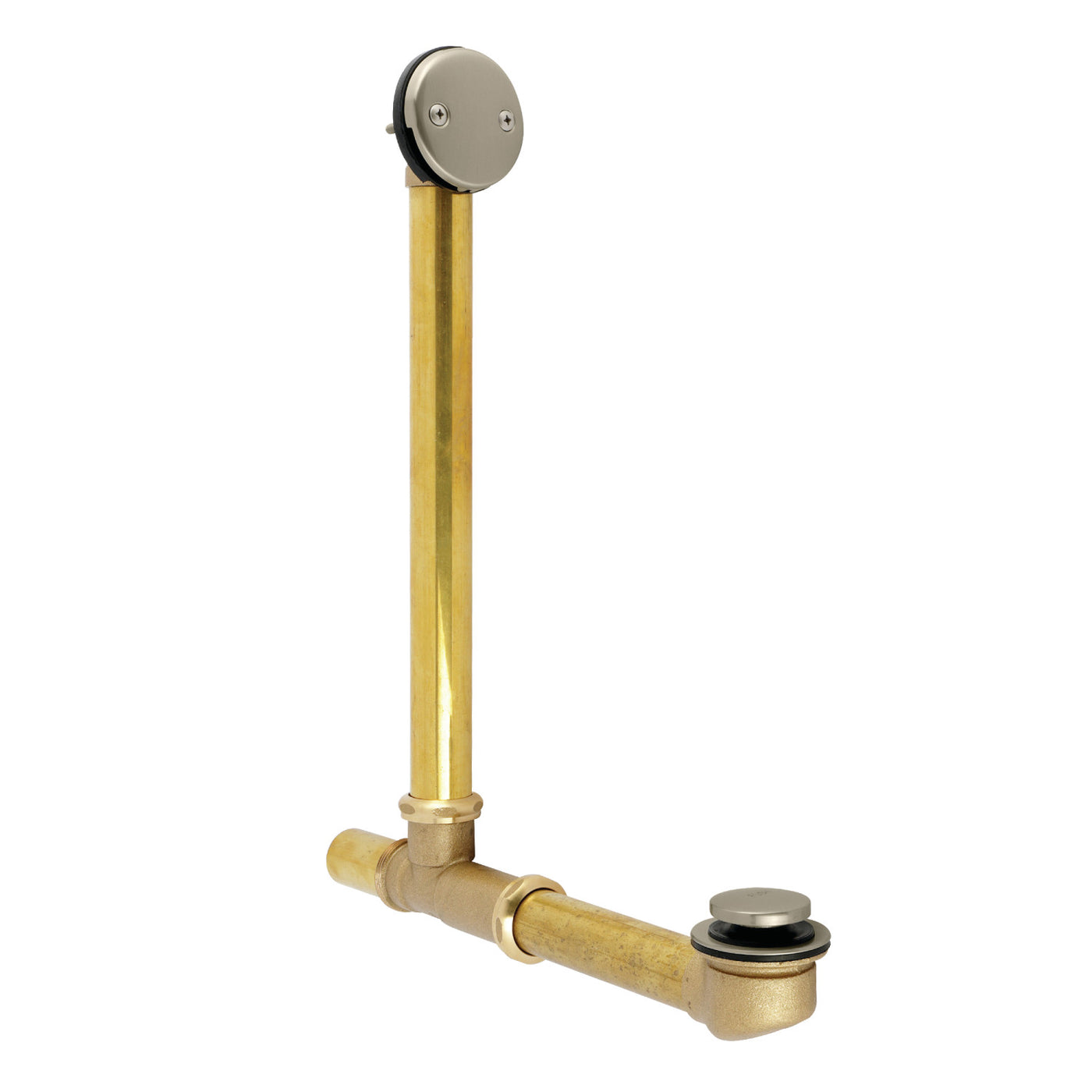 Elements of Design EDTT2168 21-Inch Tip-Toe Tub Waste and Overflow Drain, 20 Gauge, Brushed Nickel