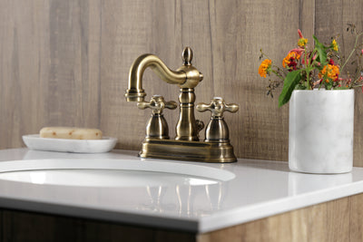 Elements of Design EB1603AX 4-Inch Centerset Bathroom Faucet with Plastic Pop-Up, Antique Brass