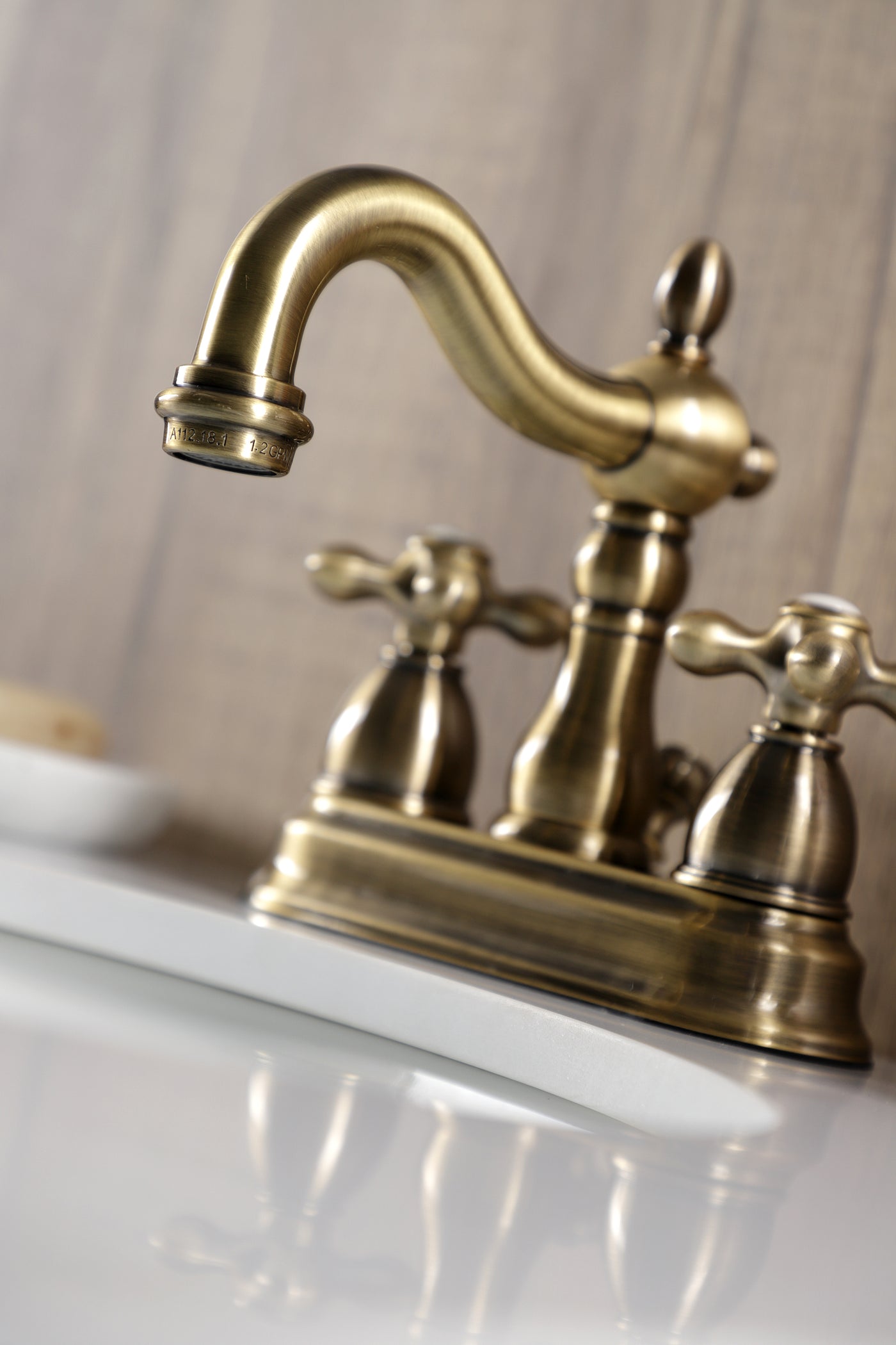 Elements of Design EB1603AX 4-Inch Centerset Bathroom Faucet with Plastic Pop-Up, Antique Brass