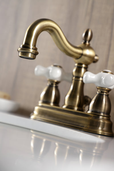 Elements of Design EB1603PX 4-Inch Centerset Bathroom Faucet with Plastic Pop-Up, Antique Brass