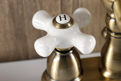 Elements of Design EB1603PX 4-Inch Centerset Bathroom Faucet with Plastic Pop-Up, Antique Brass