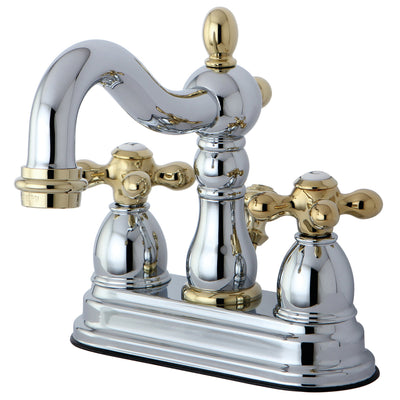 Elements of Design EB1604AX 4-Inch Centerset Bathroom Faucet with Plastic Pop-Up, Polished Chrome/Polished Brass