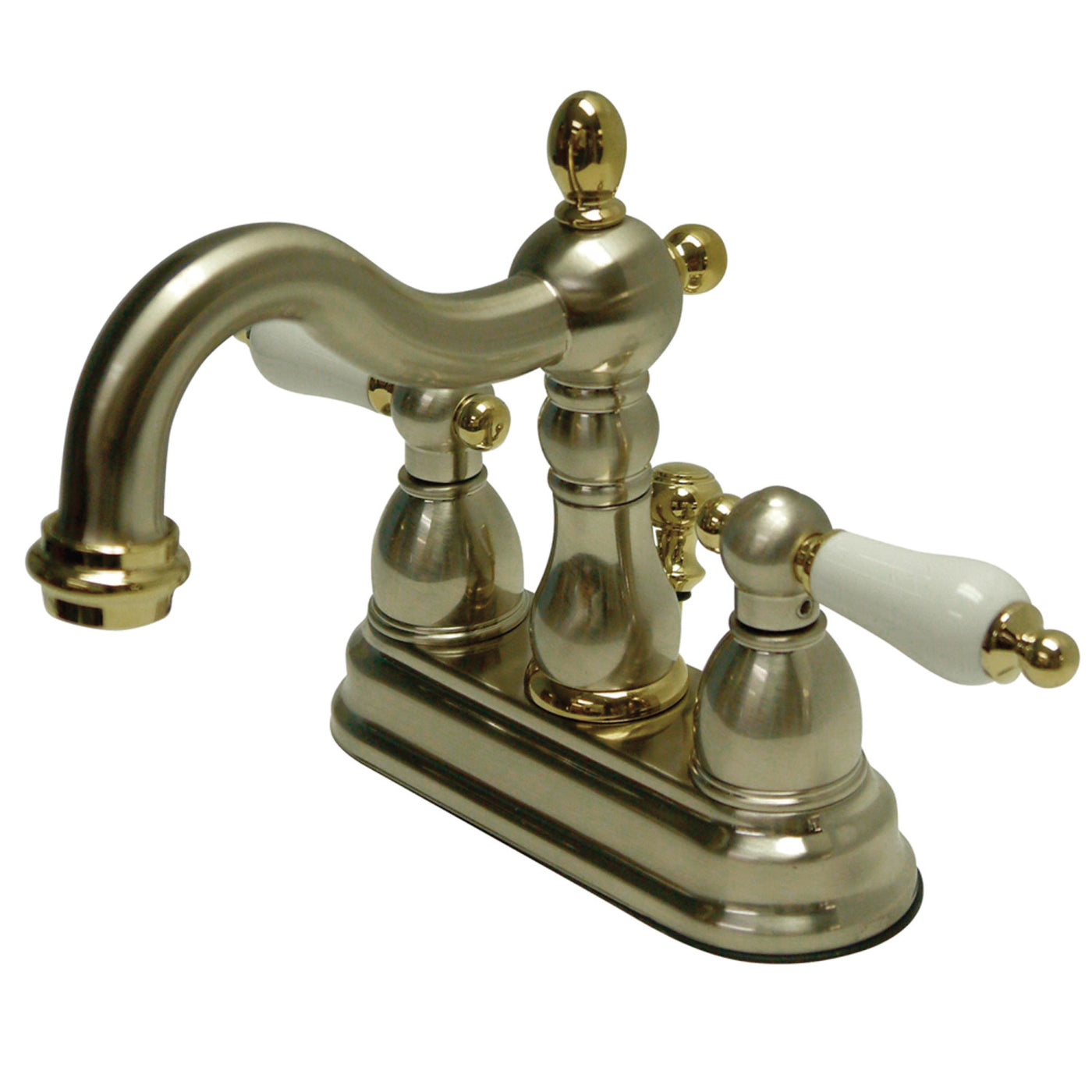 Elements of Design EB1609PL 4-Inch Centerset Bathroom Faucet with Plastic Pop-Up, Brushed Nickel/Polished Brass