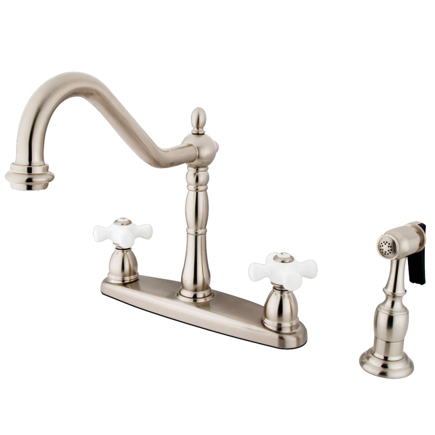 Elements of Design EB1758PXBS Centerset Kitchen Faucet with Brass Sprayer, Brushed Nickel