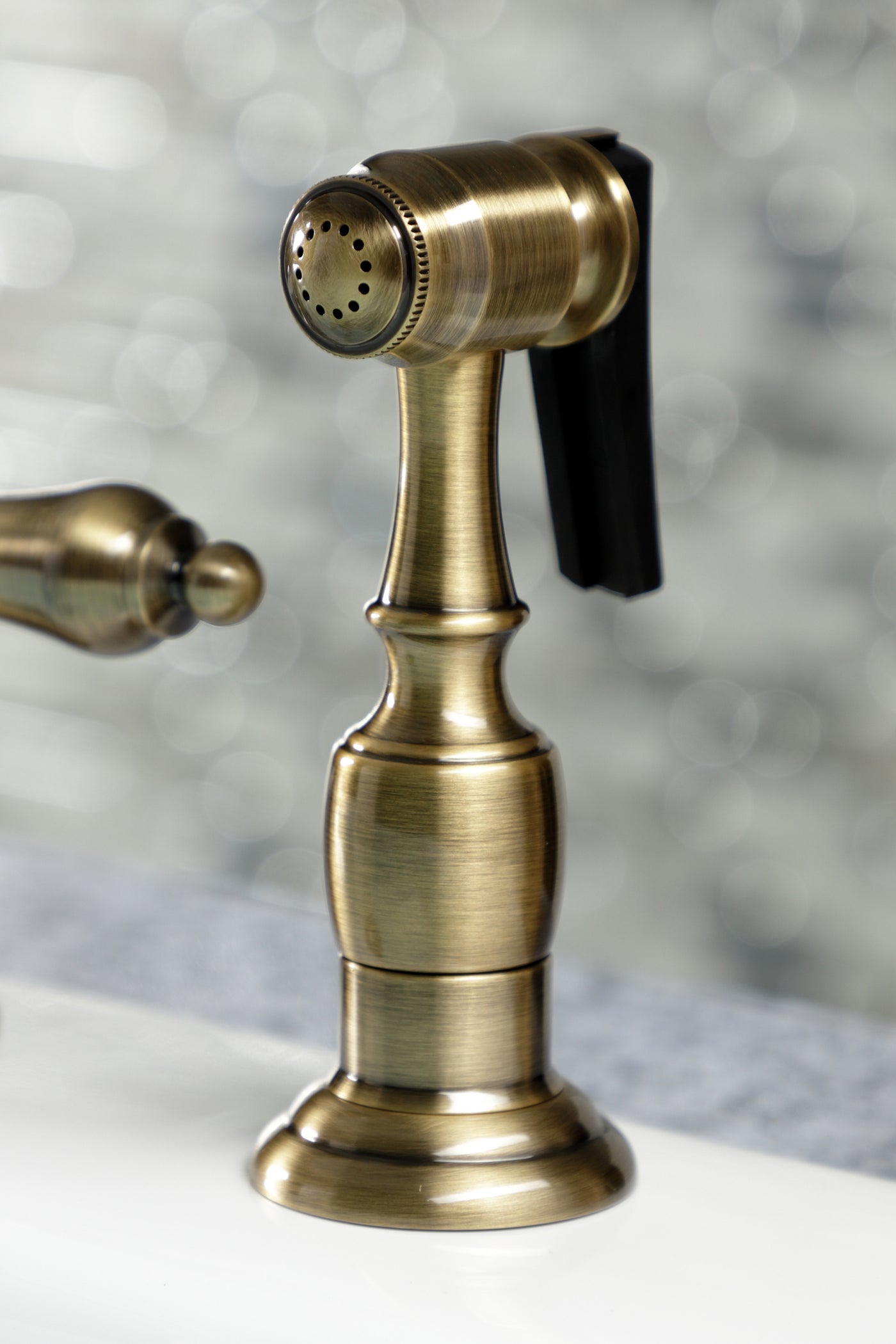 Elements of Design EB1793ALBS Widespread Kitchen Faucet with Brass Sprayer, Antique Brass