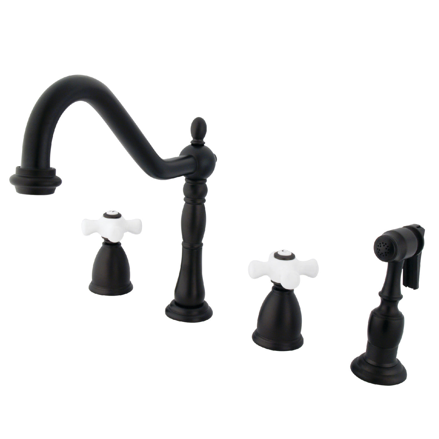 Elements of Design EB1795PXBS Widespread Kitchen Faucet with Brass Sprayer, Oil Rubbed Bronze