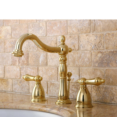 Elements of Design EB1972AL Widespread Bathroom Faucet with Brass Pop-Up, Polished Brass