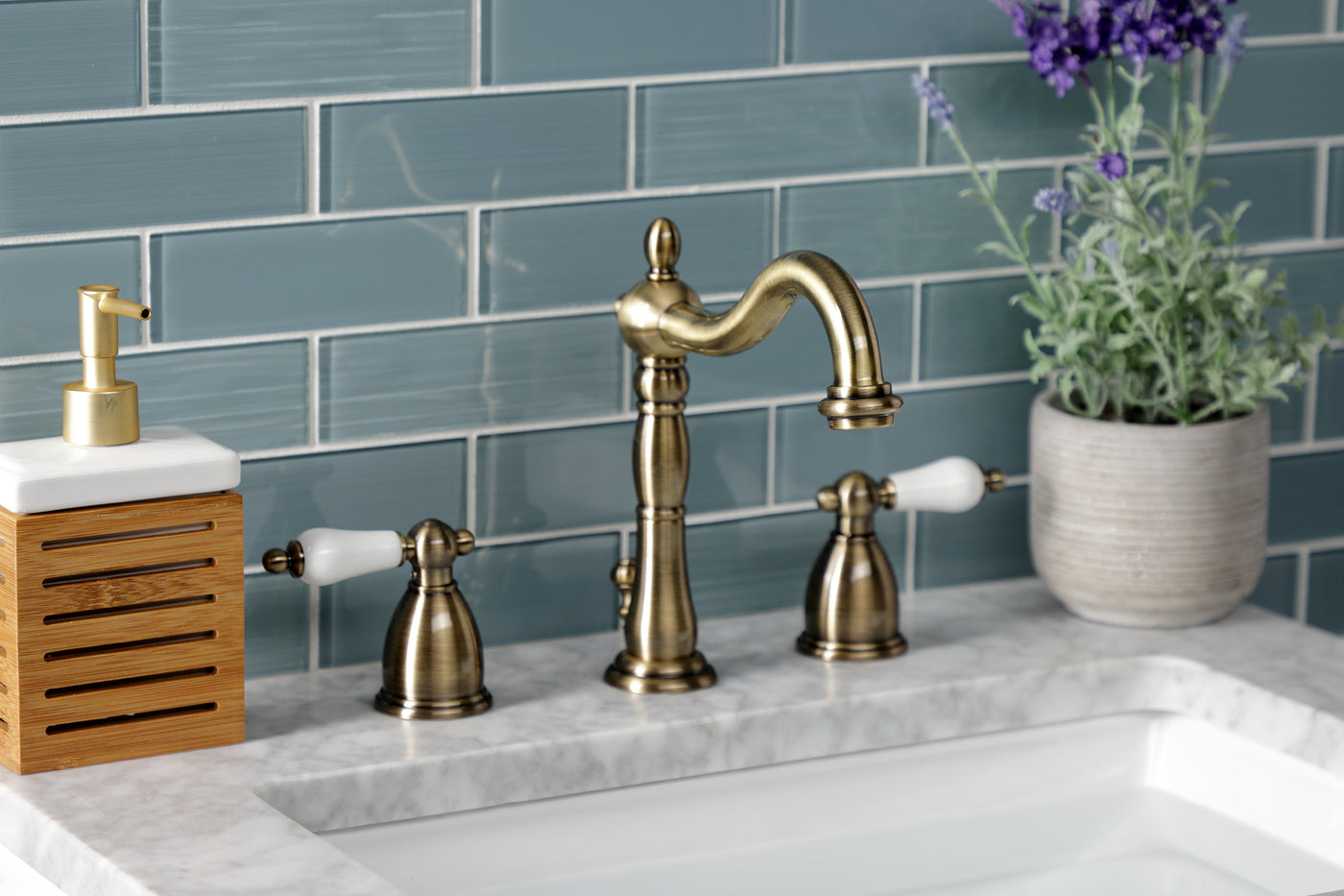 Elements of Design EB1973PL Widespread Bathroom Faucet with Brass Pop-Up, Antique Brass