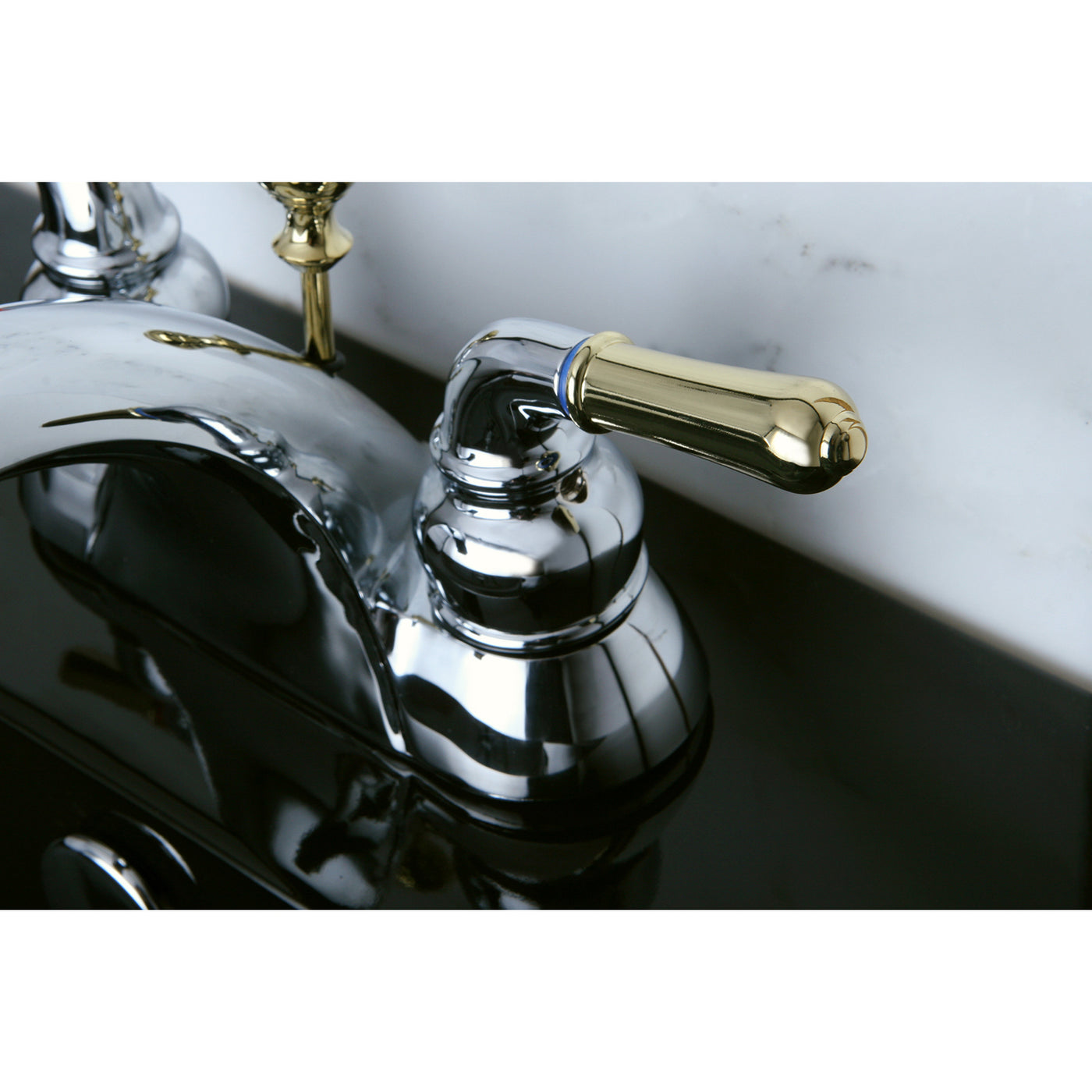 Elements of Design EB2624 4-Inch Centerset Bathroom Faucet, Polished Chrome/Polished Brass