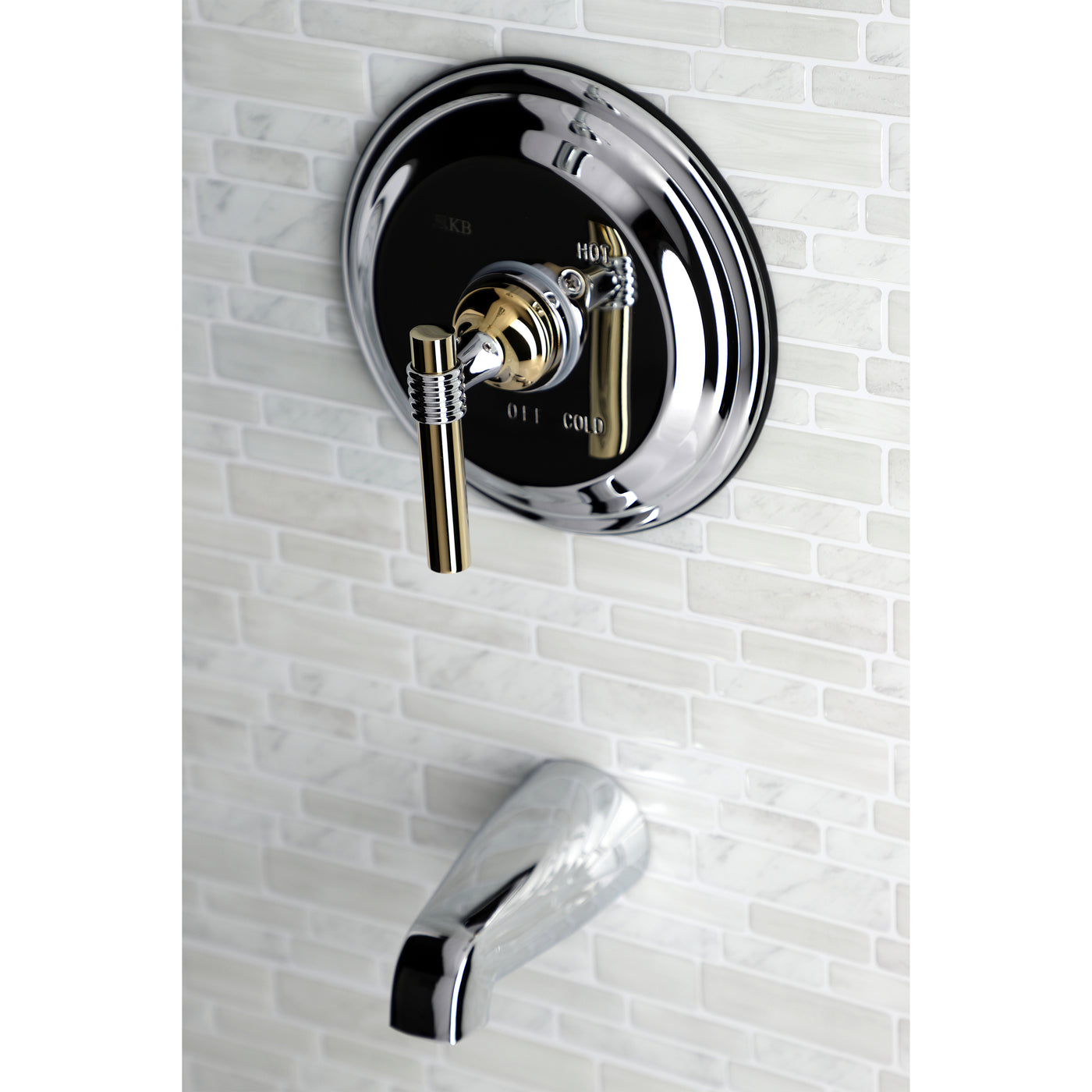 Elements of Design EB2634MLTO Single-Handle Pressure Balanced Tub Faucet, Polished Chrome/Polished Brass