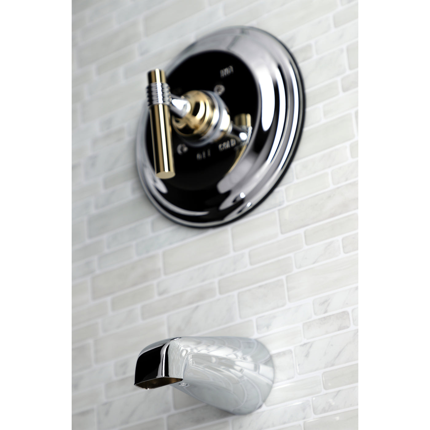 Elements of Design EB2634MLTO Single-Handle Pressure Balanced Tub Faucet, Polished Chrome/Polished Brass