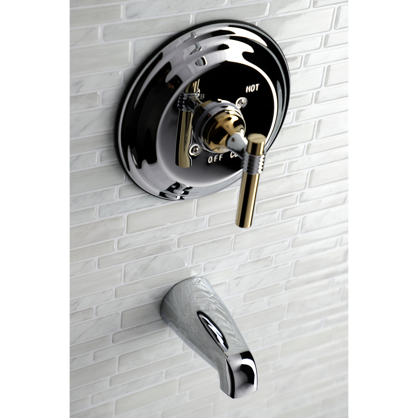 Elements of Design EB2634MLTO Single-Handle Pressure Balanced Tub Faucet, Polished Chrome/Polished Brass