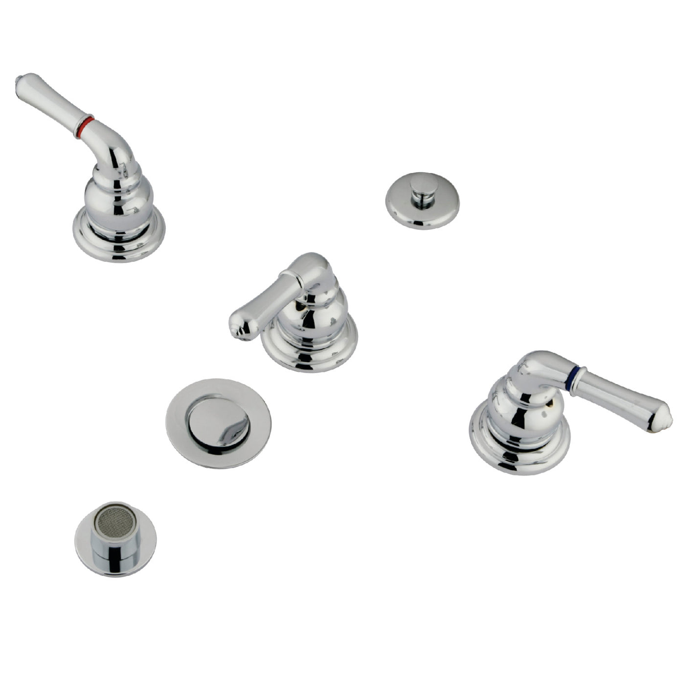 Elements of Design EB321 Three-Handle Bidet Faucet with Pop-Up, Polished Chrome