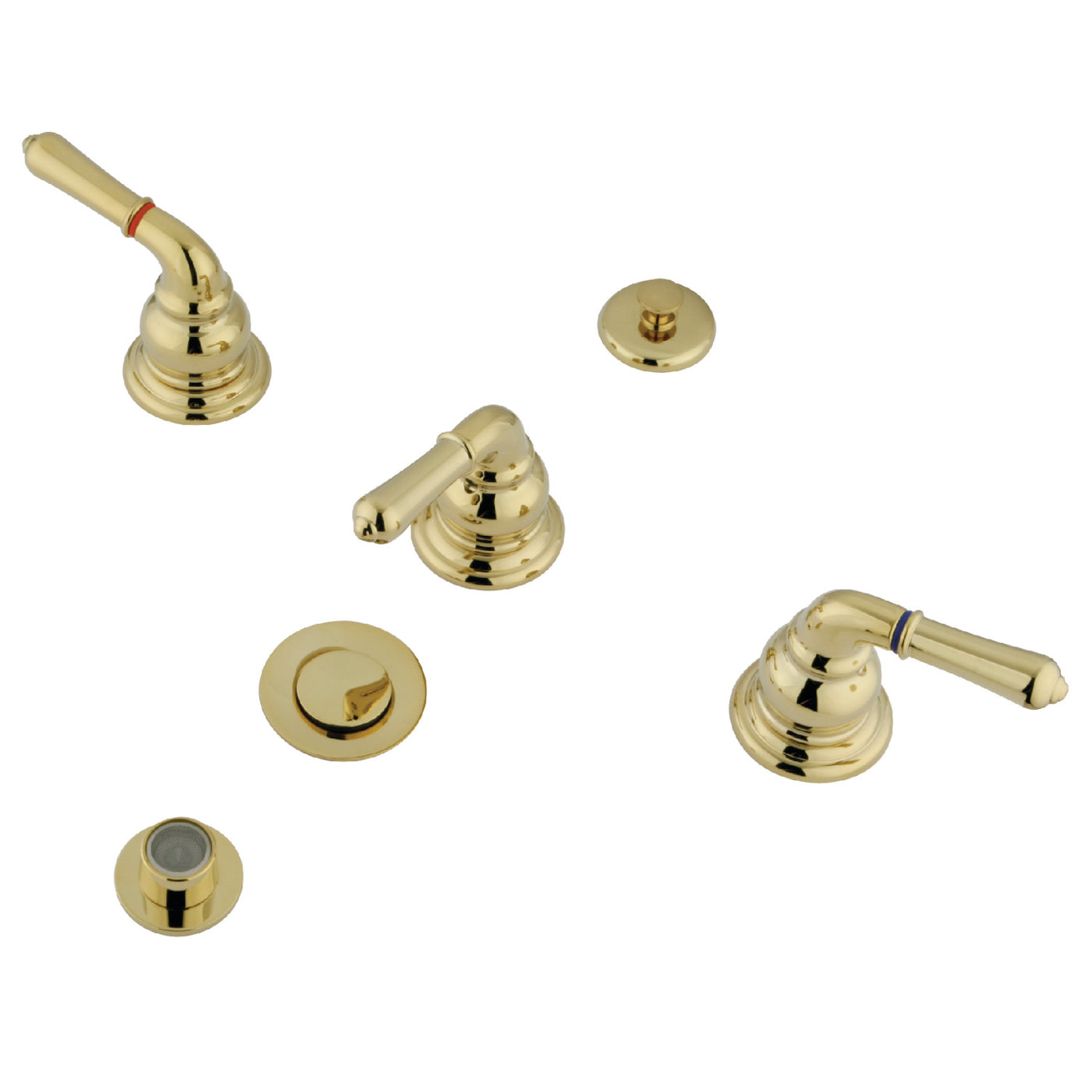 Elements of Design EB322 Three-Handle Bidet Faucet with Pop-Up, Polished Brass