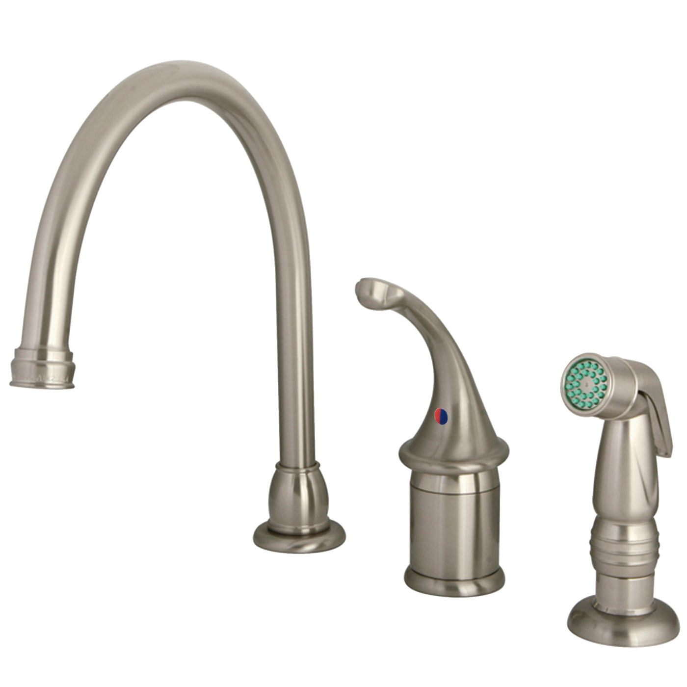 Elements of Design EB3818GLSP Single-Lever Widespread Kitchen Faucet with Plastic Sprayer, Brushed Nickel
