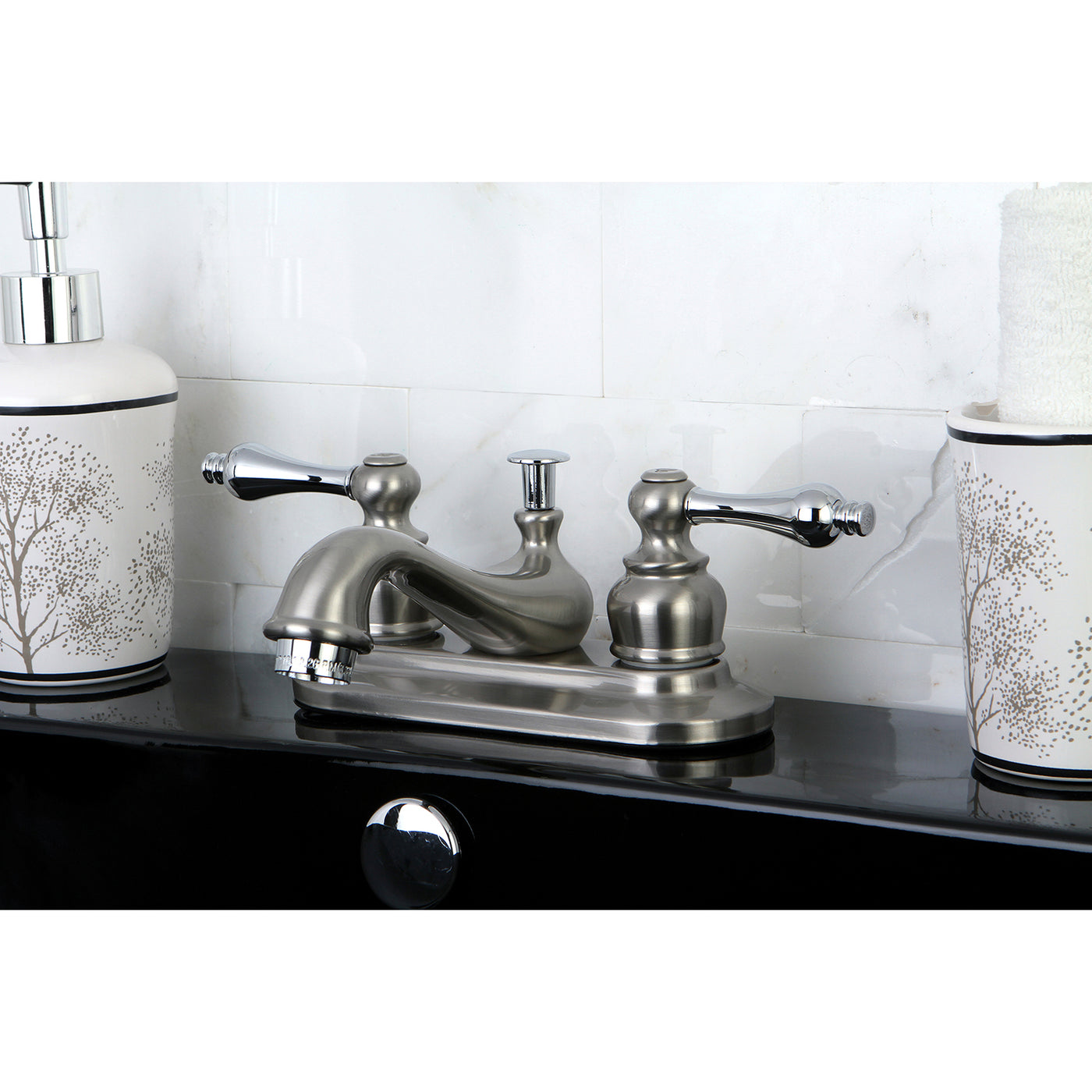 Elements of Design EB607ALB 4-Inch Centerset Bathroom Faucet, Brushed Nickel/Polished Chrome