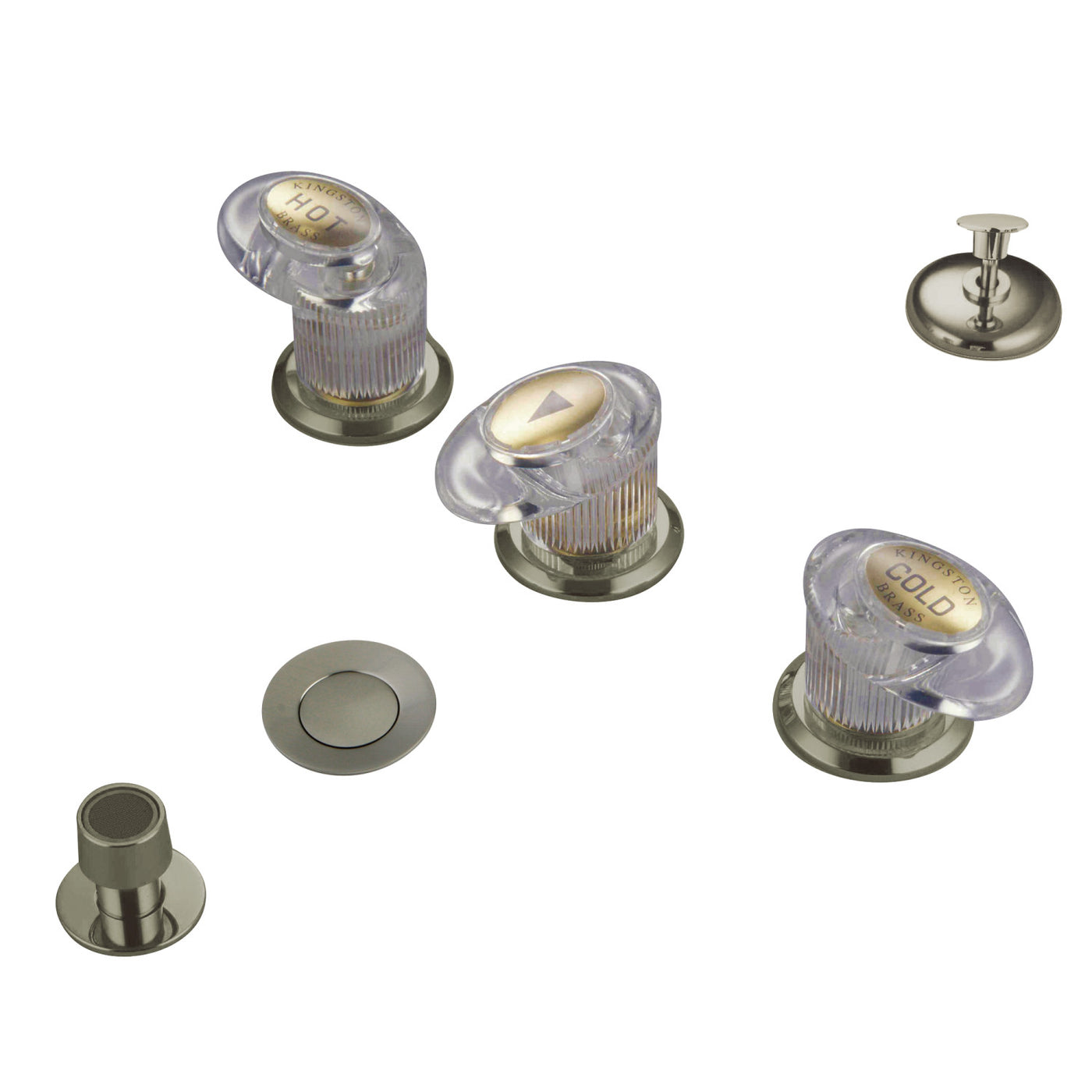Elements of Design EB6318LL 3-Handle Bidet Faucet with Brass Pop-Up, Brushed Nickel