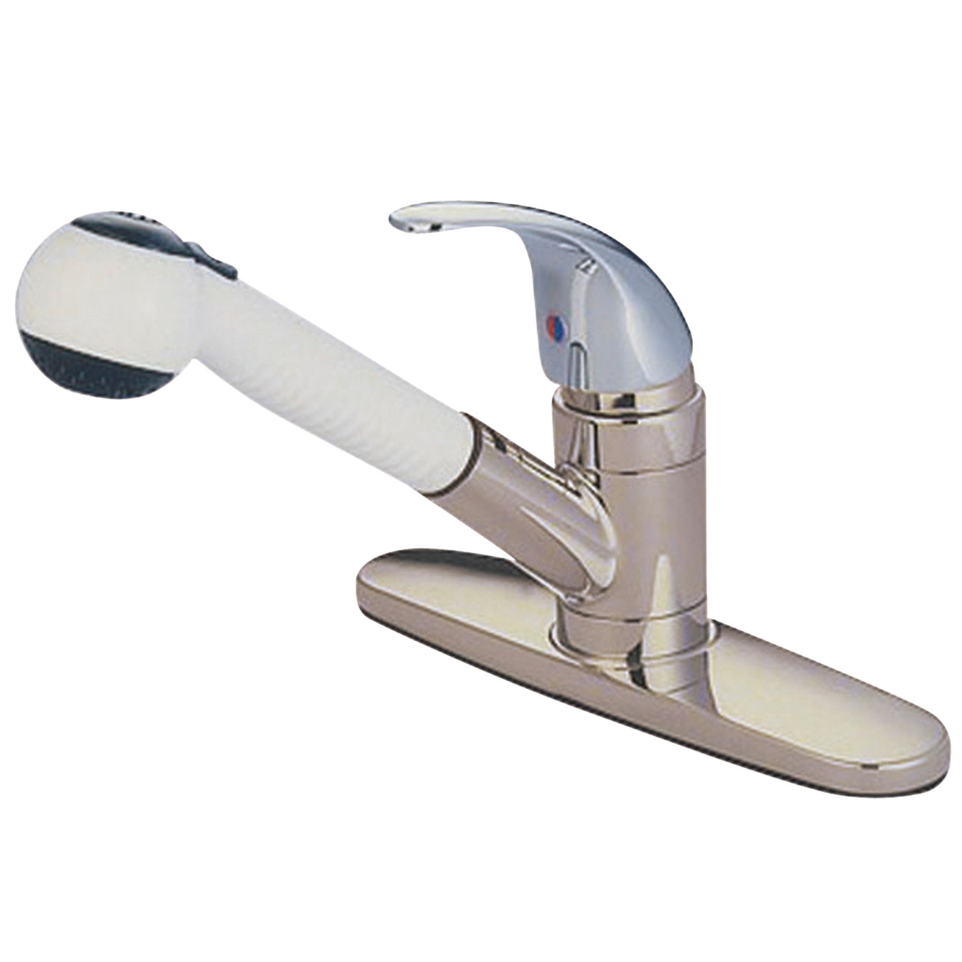 Elements of Design EB6707LL Single-Handle Pull-Out Kitchen Faucet, Brushed Nickel/Polished Chrome