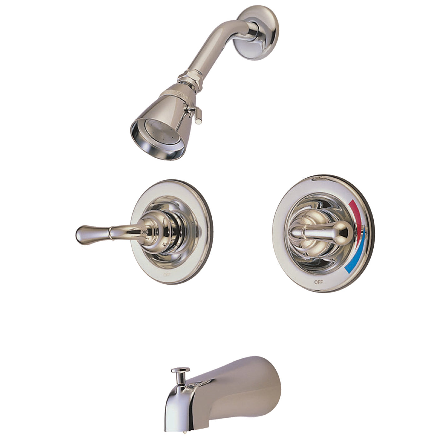 Elements of Design EB678 Two-Handle Pressure Balanced Tub and Shower Faucet, Brushed Nickel