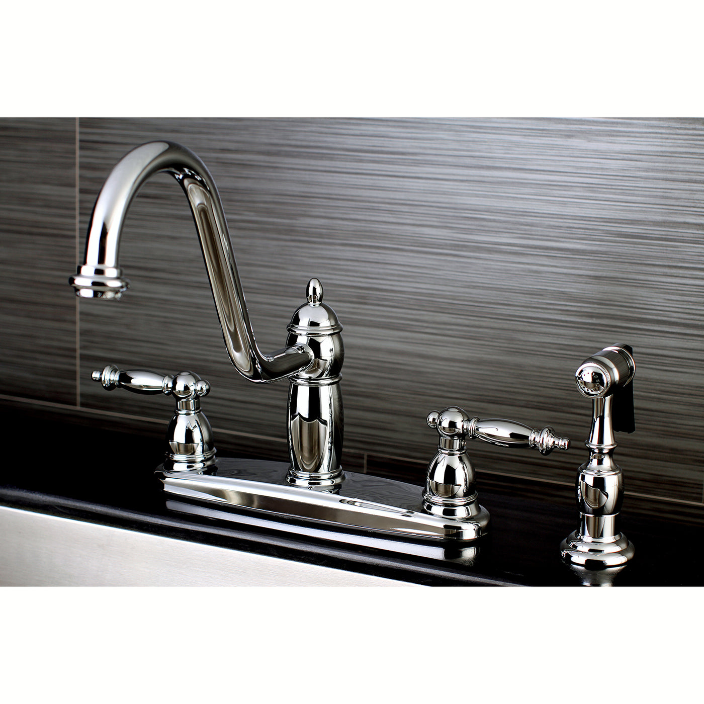 Elements of Design EB7111TLBS Centerset Kitchen Faucet with Brass Sprayer, Polished Chrome