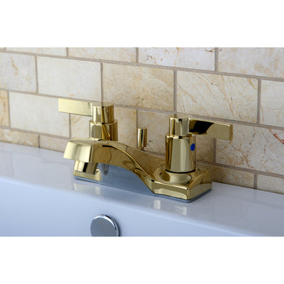 Elements of Design EB8102NDL 4-Inch Centerset Bathroom Faucet with Retail Pop-Up, Polished Brass