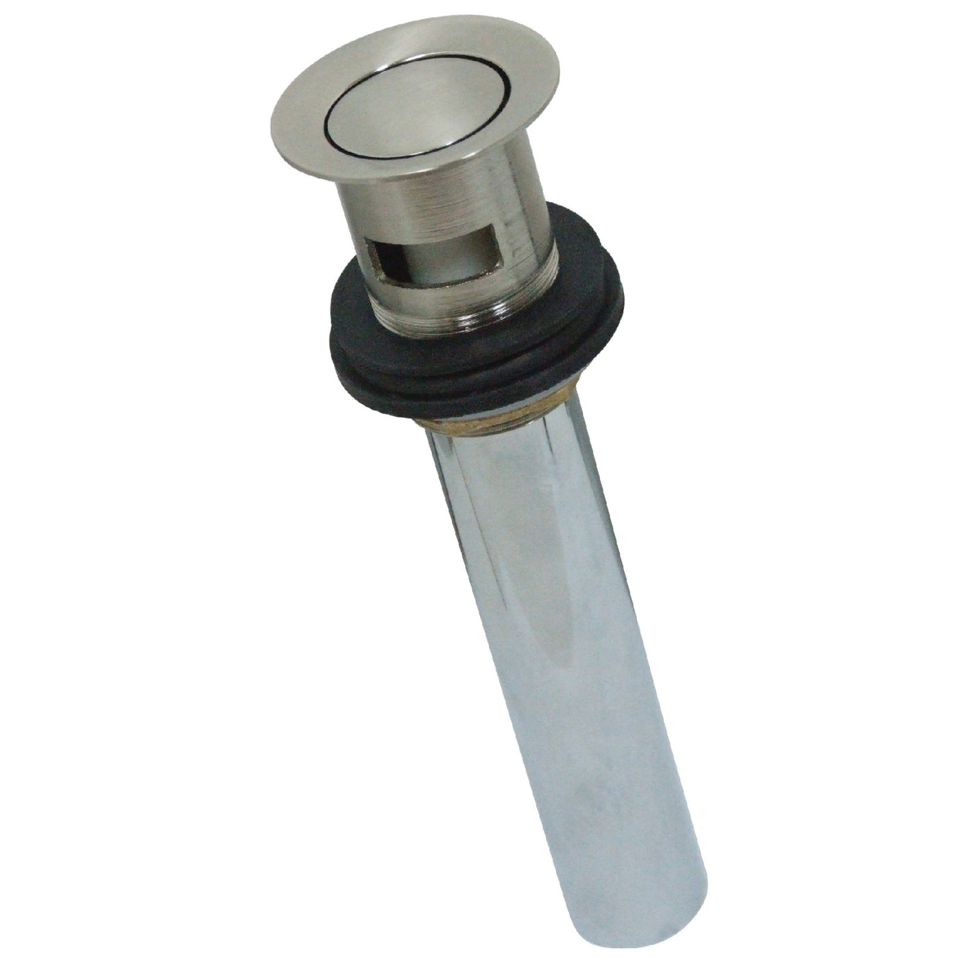 Elements of Design EB8108 Brass Push Pop-Up Drain with Overflow, Brushed Nickel