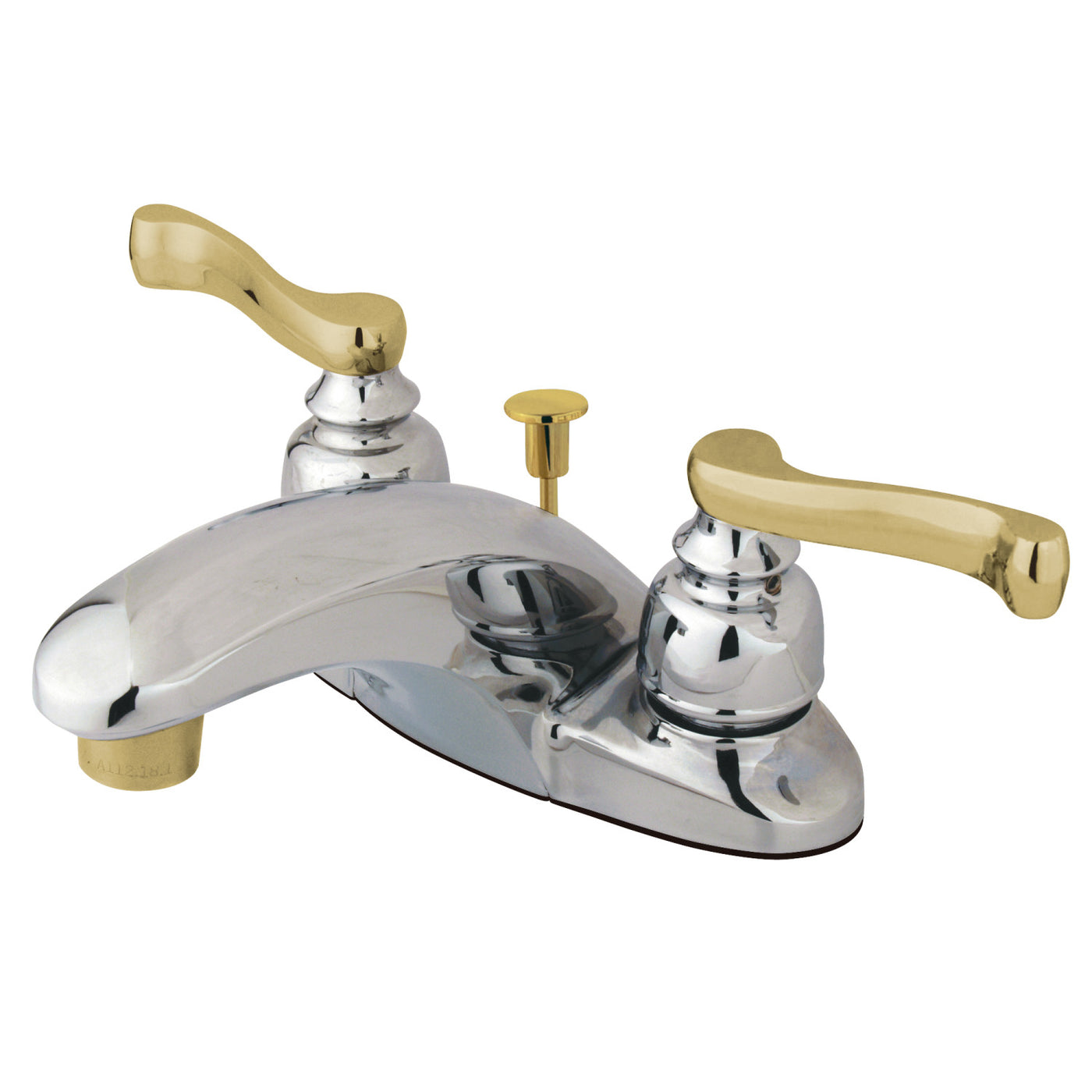 Elements of Design EB8624FL 4-Inch Centerset Bathroom Faucet, Polished Chrome/Polished Brass