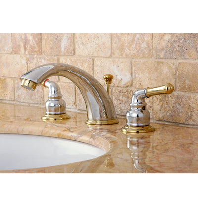 Elements of Design EB964 Widespread Bathroom Faucet with Retail Pop-Up, Polished Chrome/Polished Brass