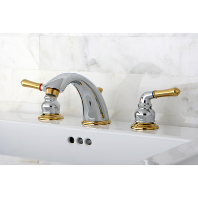 Elements of Design EB964 Widespread Bathroom Faucet with Retail Pop-Up, Polished Chrome/Polished Brass
