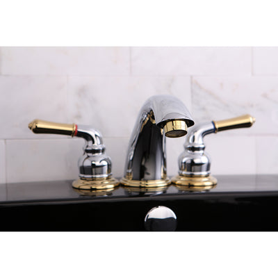 Elements of Design EB964 Widespread Bathroom Faucet with Retail Pop-Up, Polished Chrome/Polished Brass