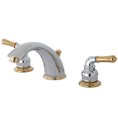 Elements of Design EB964 Widespread Bathroom Faucet with Retail Pop-Up, Polished Chrome/Polished Brass