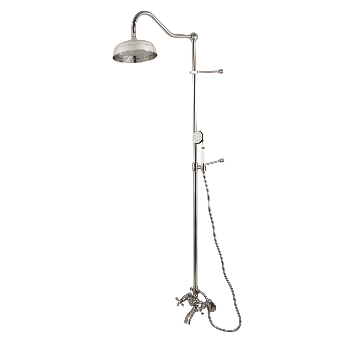 Elements of Design EDK2668 Clawfoot Tub Faucet Package with Shower Combo, Brushed Nickel