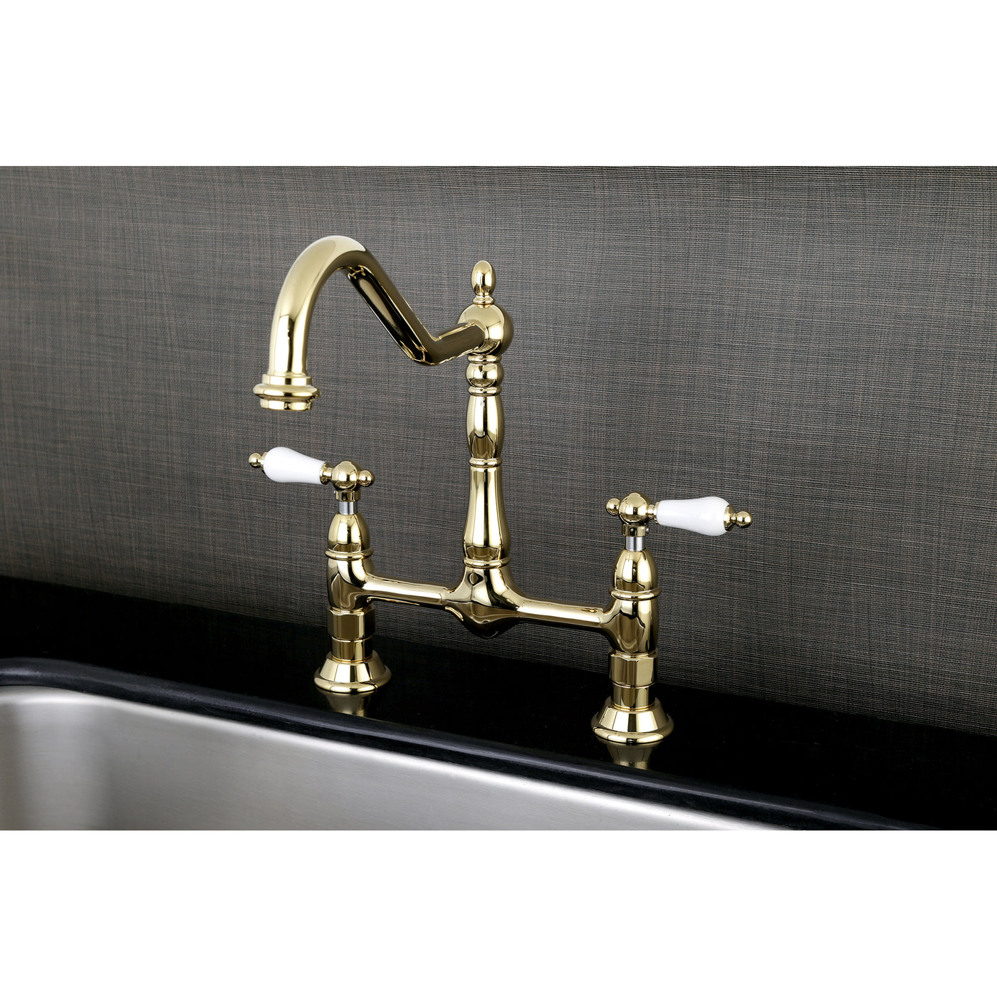 Elements of Design ES1172PL Bridge Kitchen Faucet, Polished Brass