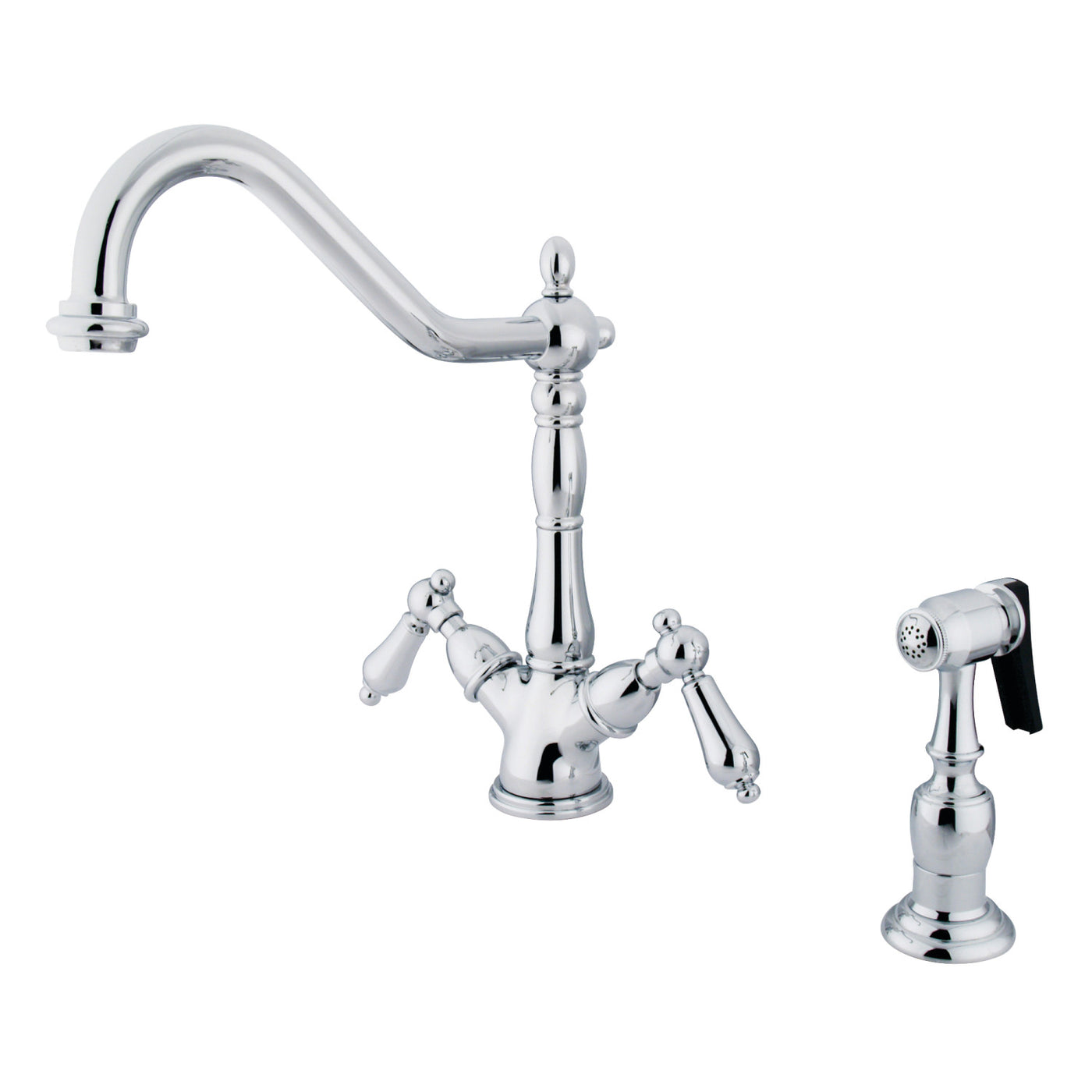 Elements of Design ES1231ALBS Deck Mount Kitchen Faucet with Brass Sprayer, Polished Chrome