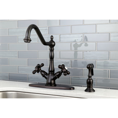 Elements of Design ES1235AXBS Deck Mount Kitchen Faucet with Brass Sprayer, Oil Rubbed Bronze