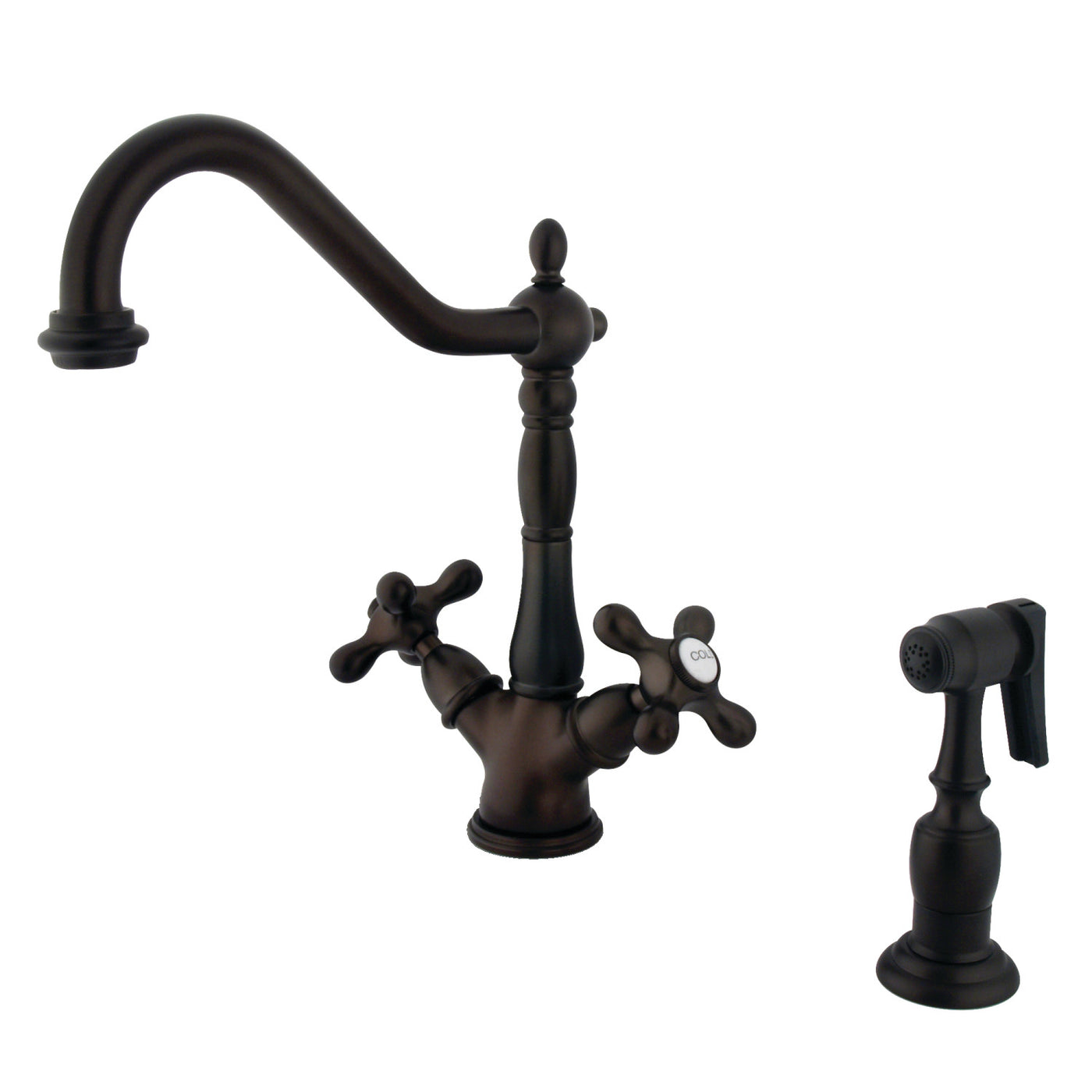 Elements of Design ES1235AXBS Deck Mount Kitchen Faucet with Brass Sprayer, Oil Rubbed Bronze