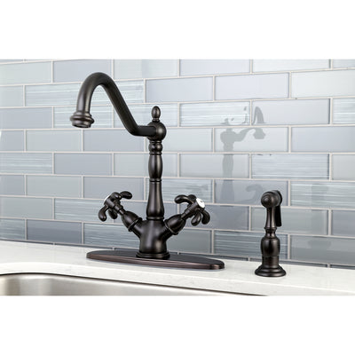 Elements of Design ES1235TXBS Mono Deck Mount Kitchen Faucet with Brass Sprayer, Oil Rubbed Bronze