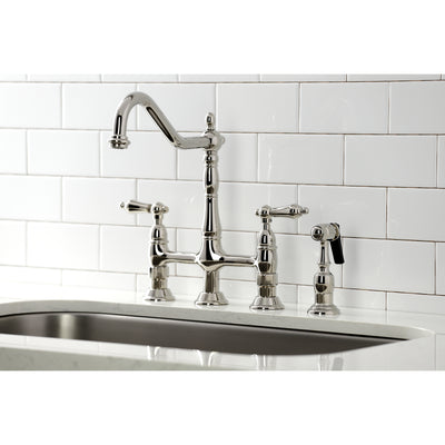 Elements of Design ES1276ALBS Bridge Kitchen Faucet with Brass Sprayer, Polished Nickel