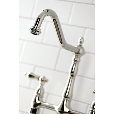 Elements of Design ES1276ALBS Bridge Kitchen Faucet with Brass Sprayer, Polished Nickel