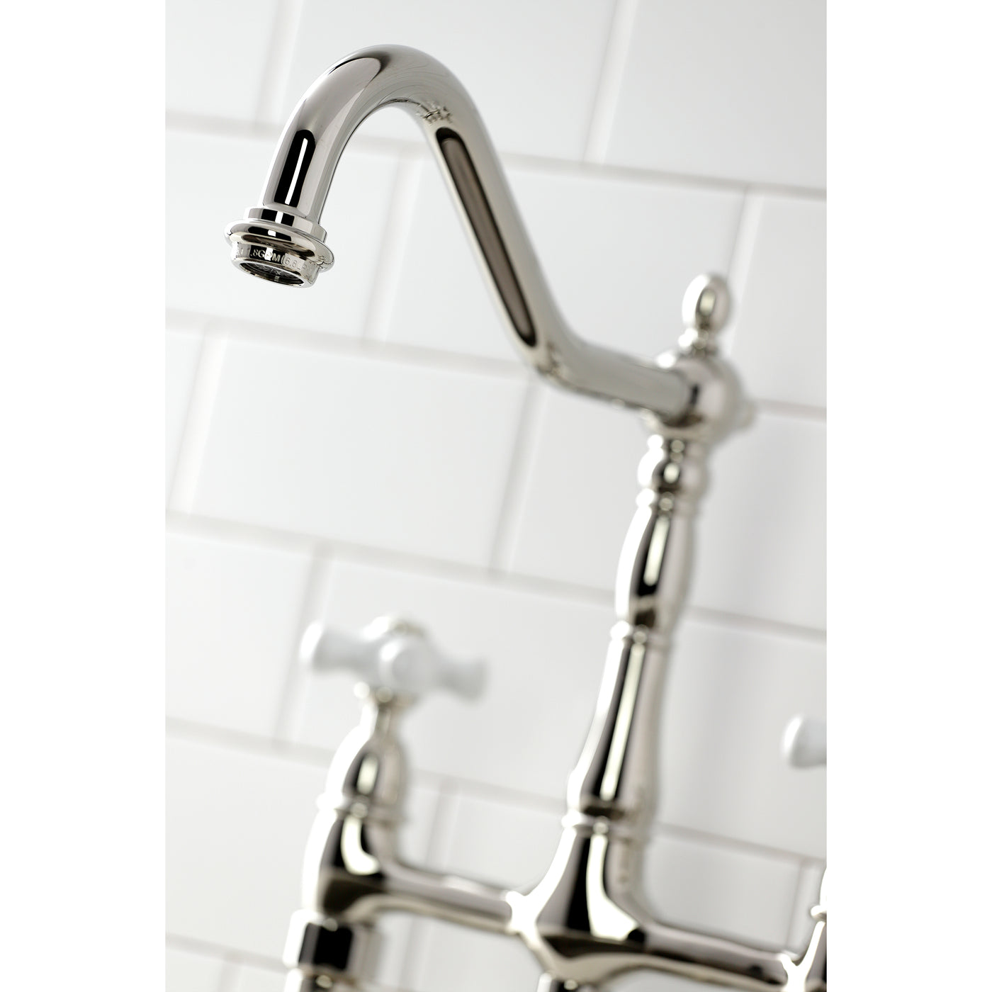Elements of Design ES1276PXBS Bridge Kitchen Faucet with Brass Sprayer, Polished Nickel