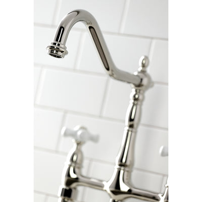 Elements of Design ES1276PXBS Bridge Kitchen Faucet with Brass Sprayer, Polished Nickel