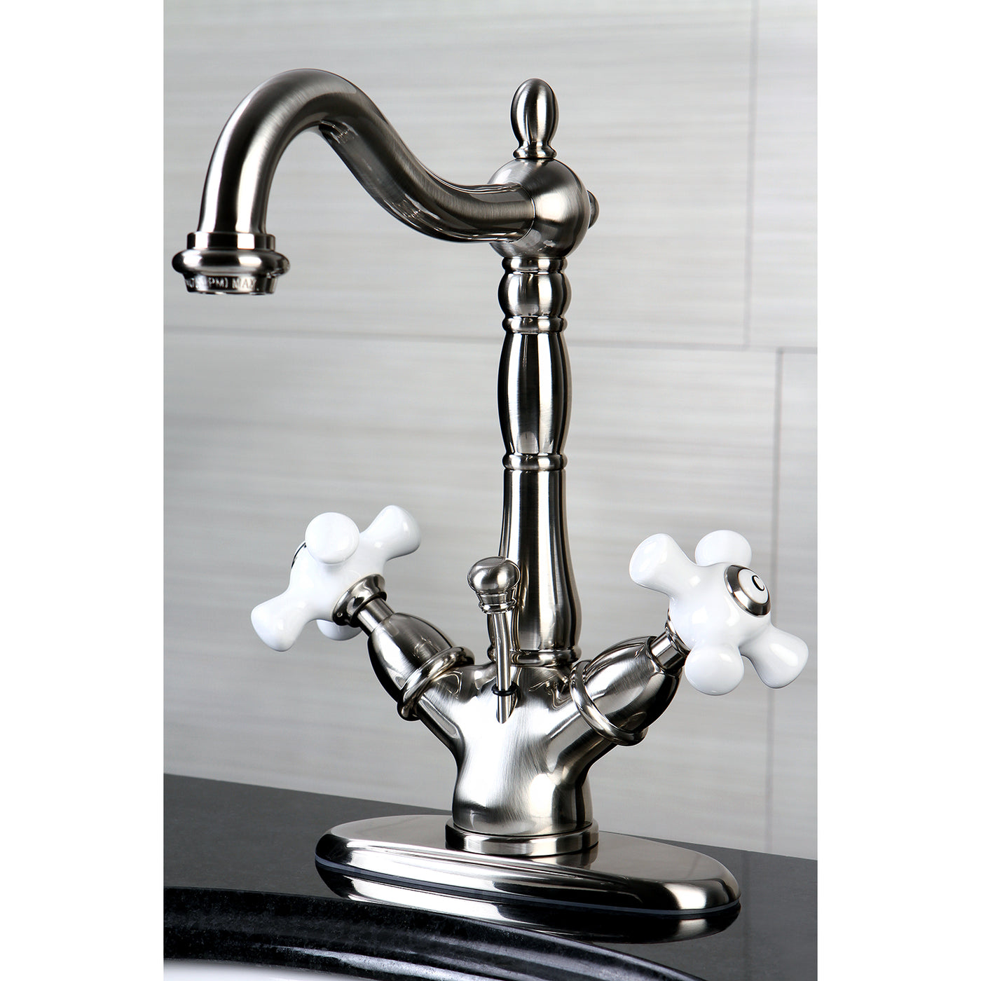Elements of Design ES1438PX Two-Handle Bathroom Faucet with Brass Pop-Up, Brushed Nickel