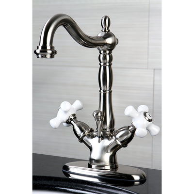 Elements of Design ES1438PX Two-Handle Bathroom Faucet with Brass Pop-Up, Brushed Nickel