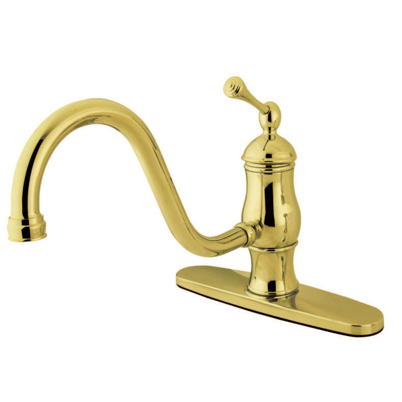 Elements of Design ES1572BLLS Single-Handle Kitchen Faucet with Deck Plate, Polished Brass