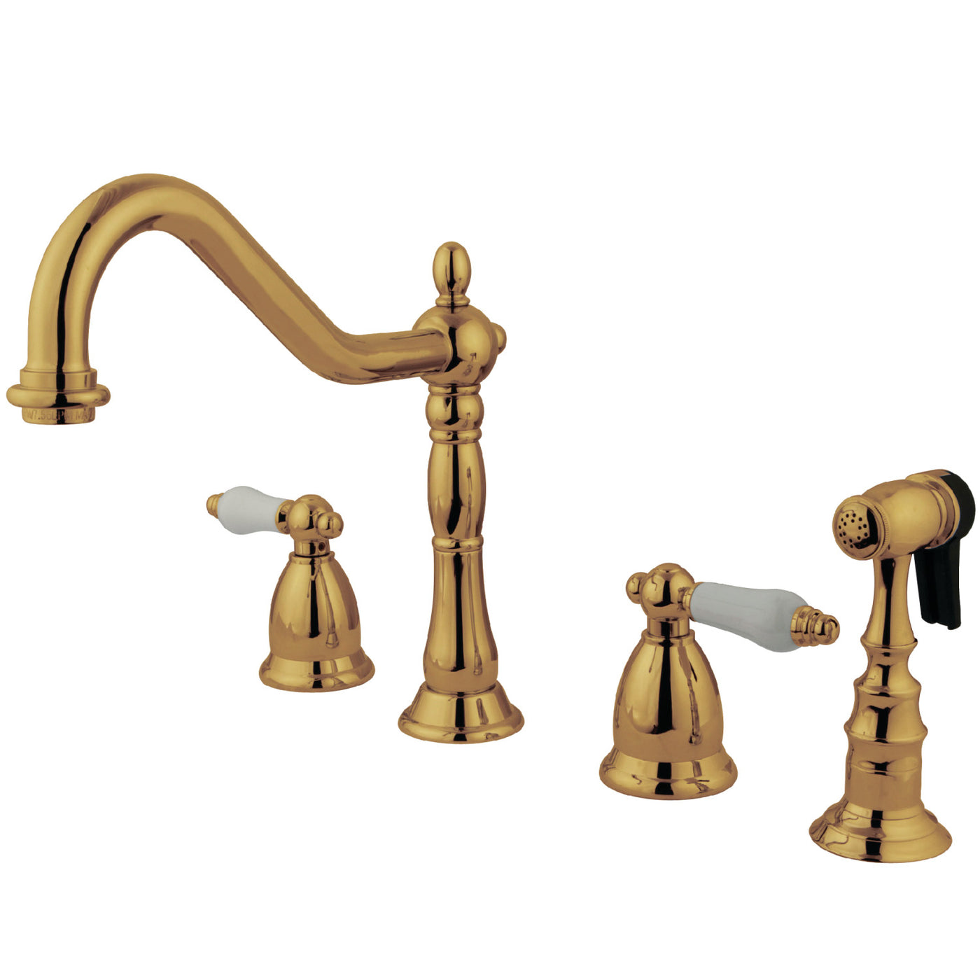 Elements of Design ES1792PLBS Widespread Kitchen Faucet with Brass Sprayer, Polished Brass
